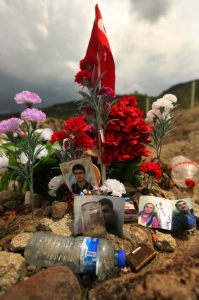 "The village now has 30 kids without a father": One of the graves of Elmadere's "mine martyrs".