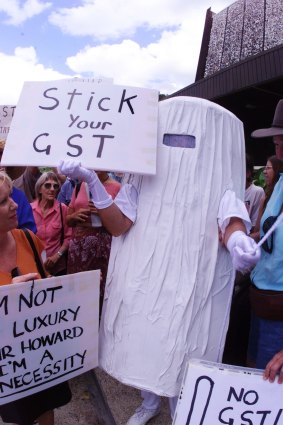 A tampon tax protester in Murwillumbah, NSW. 