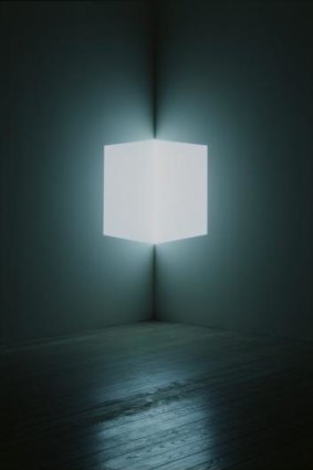 James Turrell's work Afrum (white). A cross-corner projection from 1966 at Los Angeles County Museum of Art.