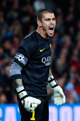 Happier times: Valdes during his Barcelona days.