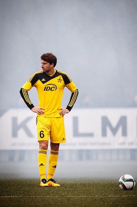 Obscure: Golec plays through a haze of flare smoke with Sheriff Tiraspol.
