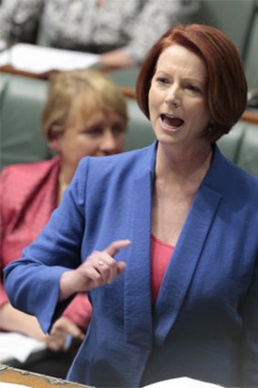 Julia Gillard accusing Tony Abbott of misogyny on October 9 last year.