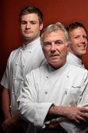 Hats off: Jacques Reymond with sous chefs Thomas Woods and Hayden MacFarlane.
