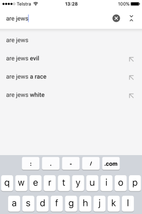 But the search term 'are jews...' still does.