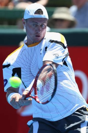 Digging deep: Lleyton Hewitt during his match against Tomas Berdych.