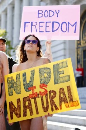 Baring it all at the pro-nudity rally.