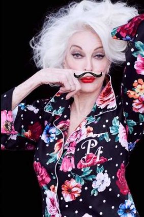 New York model Carmen Dell'Orefice, 81, cavorts in Peter Alexander PJs.