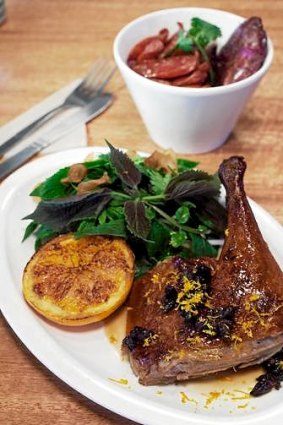 Commendable dish ... duck a l'orange teamed with pommes dauphinoises.