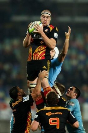 Faux pas: Brodie Retallick of the Chiefs and All Blacks.