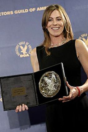 Kathryn Bigelow with her Directors Guild of America Award for The Hurt Locker.