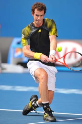 Andy Murray ... stormed into the quarter-finals with a dominant display against Gilles Simon.