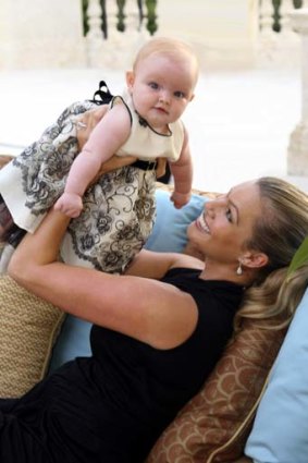 Sea change ... Kristy Hinze with baby Dylan.
