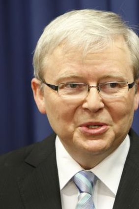 Kevin Rudd during his press conference yesterday.