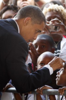 US President Barack Obama with New Orleans residents.