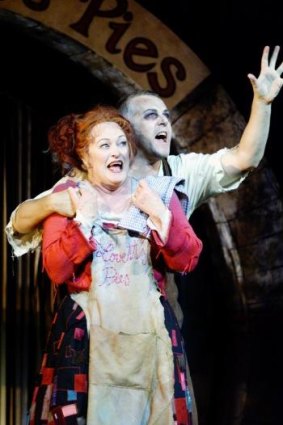 Judi Connelli as Mrs Lovett and Peter Coleman-Wright as Sweeney Todd in the musical thriller at the Sydney Opera House.