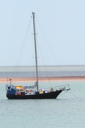 The refugees' boat in Darwin.