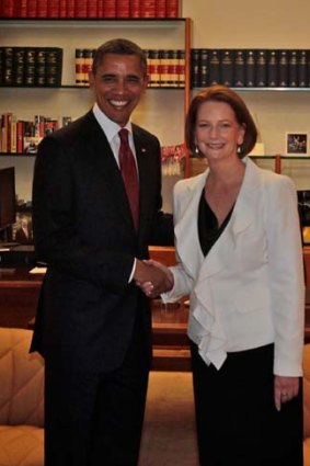 Julia Gillard and Barack Obama during the President's visit to Australia last year.