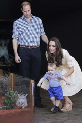 Prince William and Catherine, Duchess of Cambridge introduce their son Prince George to a Bilby - named George after him - at Taronga Zoo.