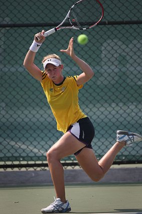 Jessica Moore on the training court during the 2010 Commonwealth Games.