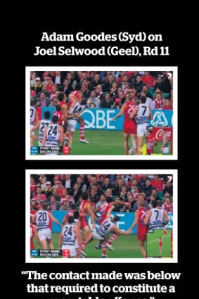 Adam Goodes (Syd) on Joel Selwood (Geel), Rd 11.