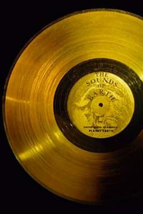 The golden record sent aboard NASA's Voyager 1 with a cartridge and a needle to play it.