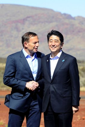 Australia's Prime Minister Tony Abbott and his Japanese counterpart Shinzo Abe.