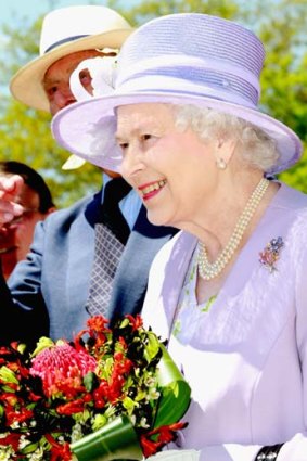 Flower power ... The Queen and Prince Phillip visit the Floriade Flower Festival in Canberra.