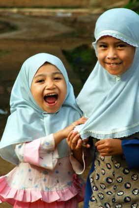 Two small Muslim girls.