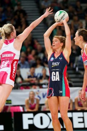 Vixens goal attack Tegan Caldwell makes short work of the Thunderbirds' defence on April 19.