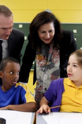 Senator Concetta Fierravanti-Wells with Adnan Issa and Taniqa Khoury at Hannans Road Public School.