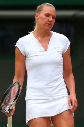 Kaia Kanepi looks dejected as she loses a point.