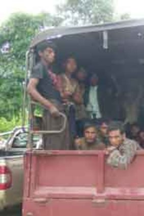 Rohingya on a Thai army truck last week.