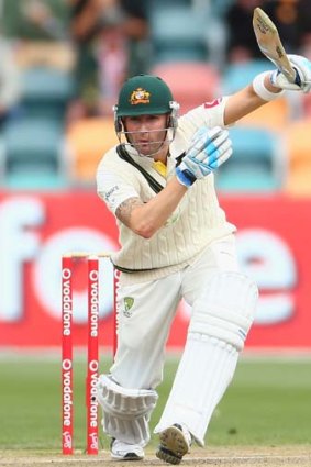 Retired hurt ... Clarke sustained the injury during his second innings of 57 on Monday.