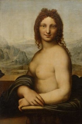 Leonardo Da Vinci (school of), <i>Female nude</i> (Donna Nuda) (early 16th century), oil on canvas, 86.5x66.5cm.  The State Hermitage Museum, St Petersburg. Acquired from the collection of Sir Robert Walpole, Houghton  Hall, 1779.
