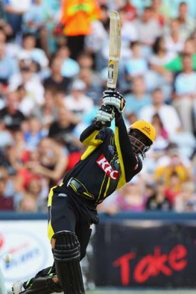 Bit hitter ... Chris Gayle bats for Western Australia during last night's Twenty20 match in Sydney.