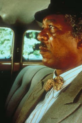 A scene from his Oscar-winning film <i>Driving Miss Daisy</i>, with Morgan Freeman and Jessica Tandy.