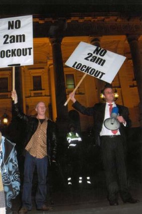 Speaking out … standing up against the Victorian government's proposed 2am pub lockout, 2008.
