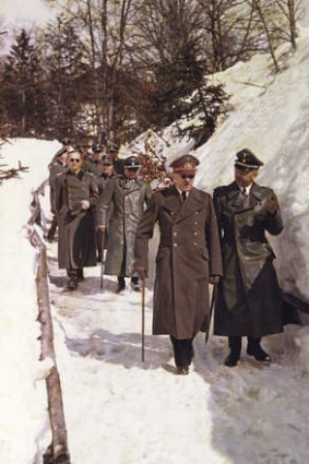Hitler with SS leader Heinrich Himmler, right, near his mountain residence, the Berghof, in Berchtesgaden in the German-Bavarian Alps.