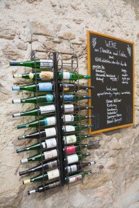 Wine bottles in the village of Durnstein.