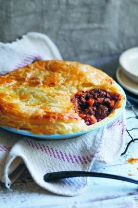 Family fare: Beef and vegetable pie will feed the whole family, including the baby.