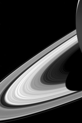 Saturn's shadow on its rings as seen from the Cassini spacecraft. 