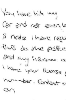 Police say drivers should report this note if it is found on their car.