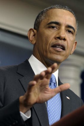 President Barack Obama speaks to reporters at the White House.