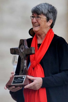 Kathleen Evans, the recipient of a miracle, in St Peter's Square yesterday.