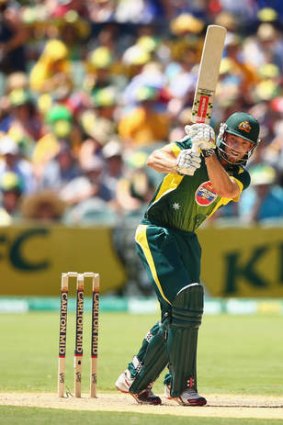 Shaun Marsh bats during game five of the ODI series against England.
