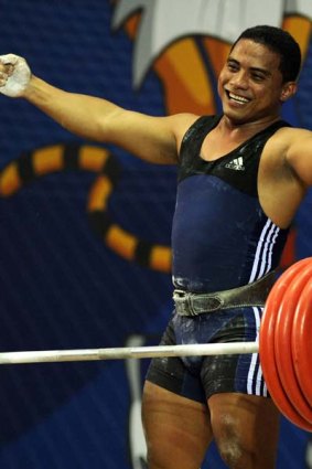 Nauru's gold medal winner Yukio Peter.