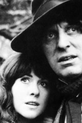 Sladen with Tom Baker in <i>Doctor Who</i>.