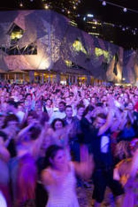 Overwhelming: Dancing last year in Federation Square.
