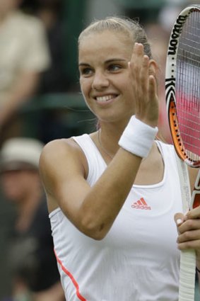 Arantxa Rus enjoys her victory.