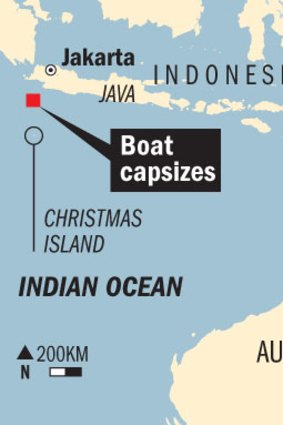 The boat sank north of Christmas Island.